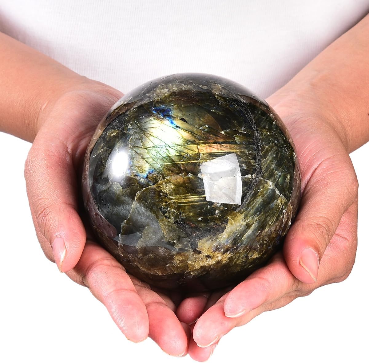 Labradorite Crystal Ball with Stand Large Crystals Sphere Decorative Ball Meditation Witchcraft