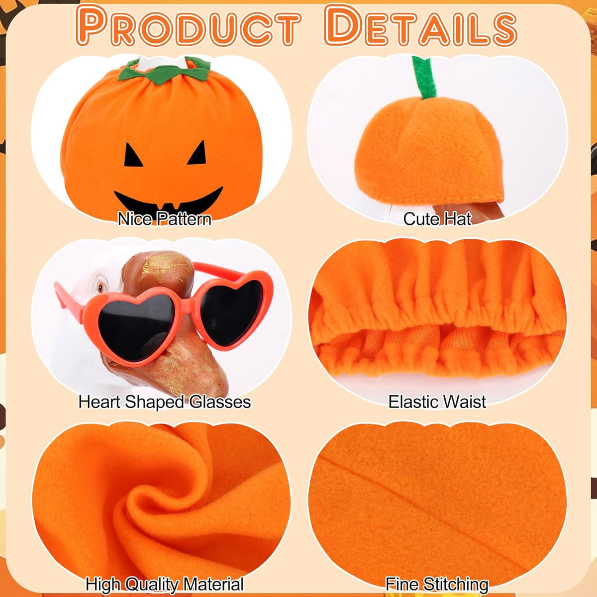 Hysagtek Halloween Porch Goose Outfits - Yard Goose Outfits Pumpkin Costume with Glasses Fall