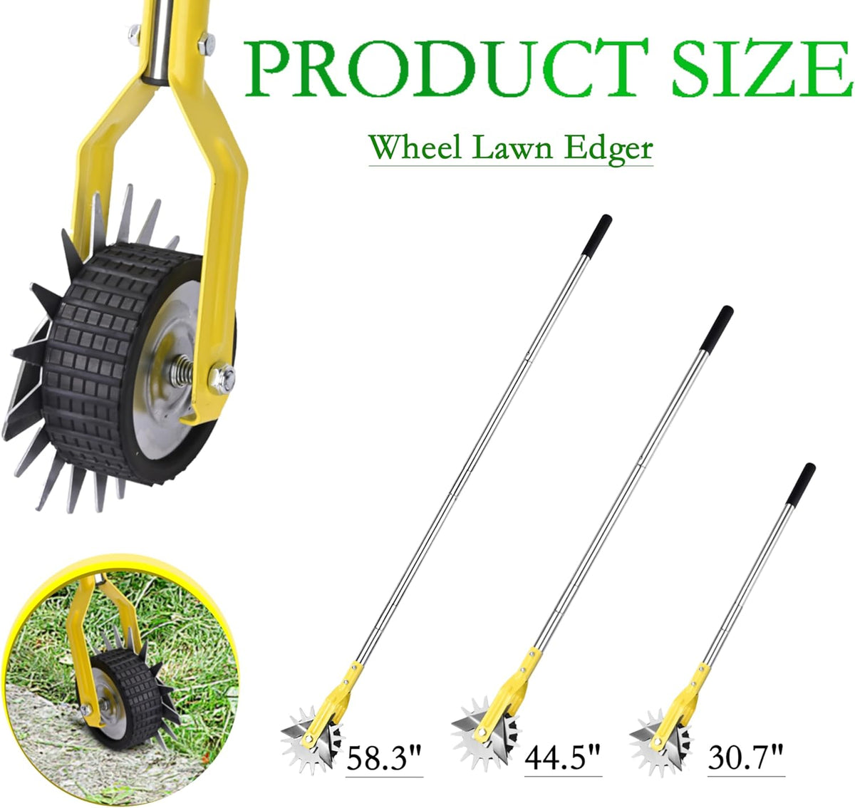 Wheel Rotary Edger, Adjustable Length Lawn Edger, Stainless Steel Edger Lawn Tool, Lawn Tool for
