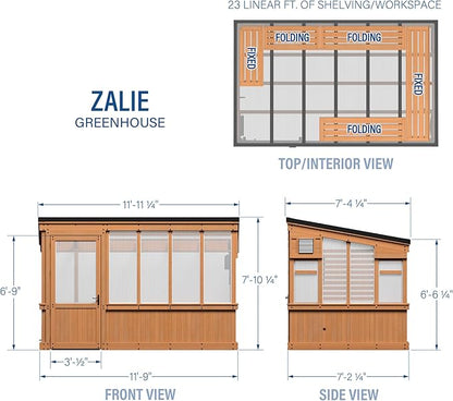 Backyard Discovery Zalie 11' x 7' Cedar Wood and Polycarbonate Walk-in Greenhouse Kit with Exhaust