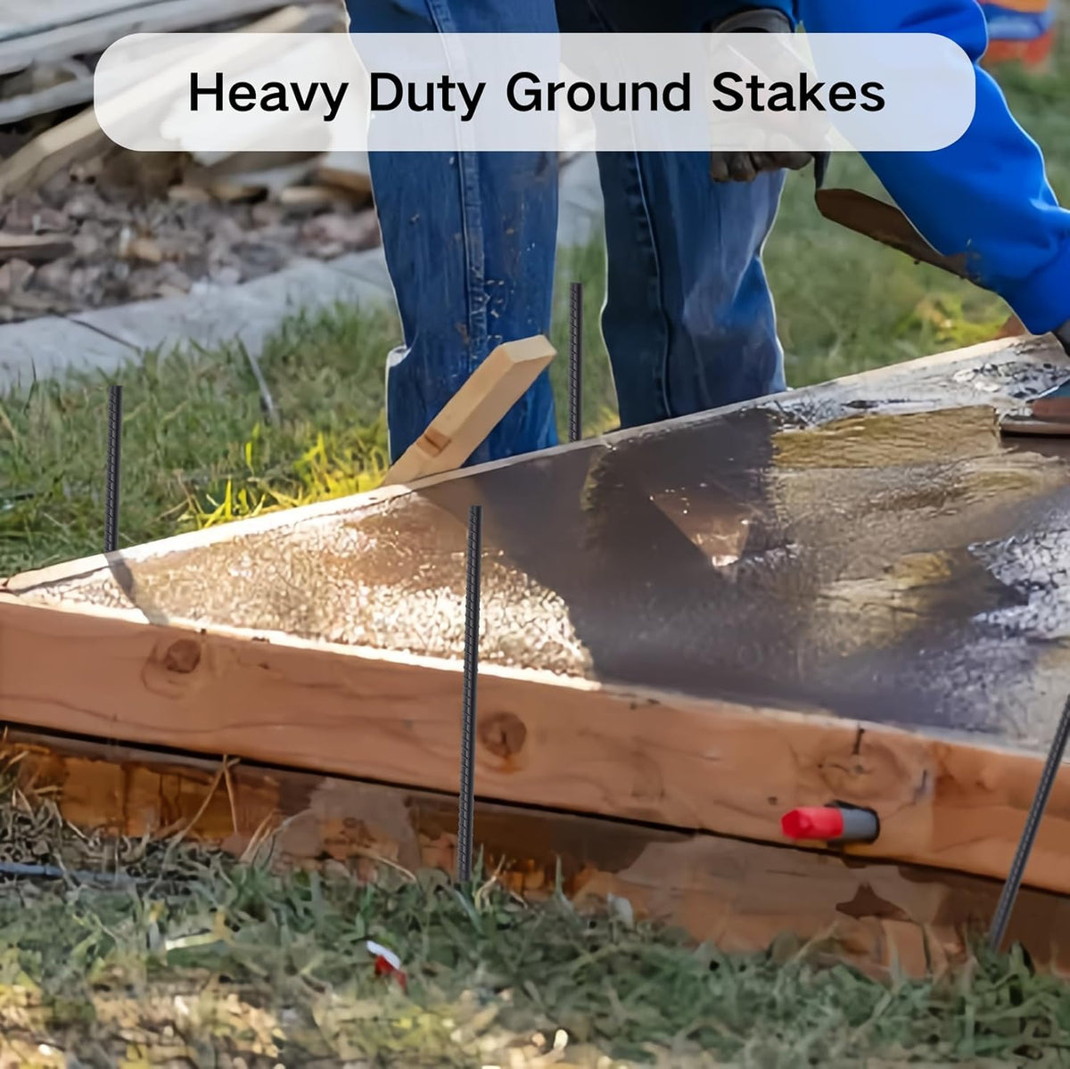 Straight Rebar Stakes 18 Inch 16 Pack Heavy Duty Steel Ground Stakes 1/2 Inch Diameter Landscape
