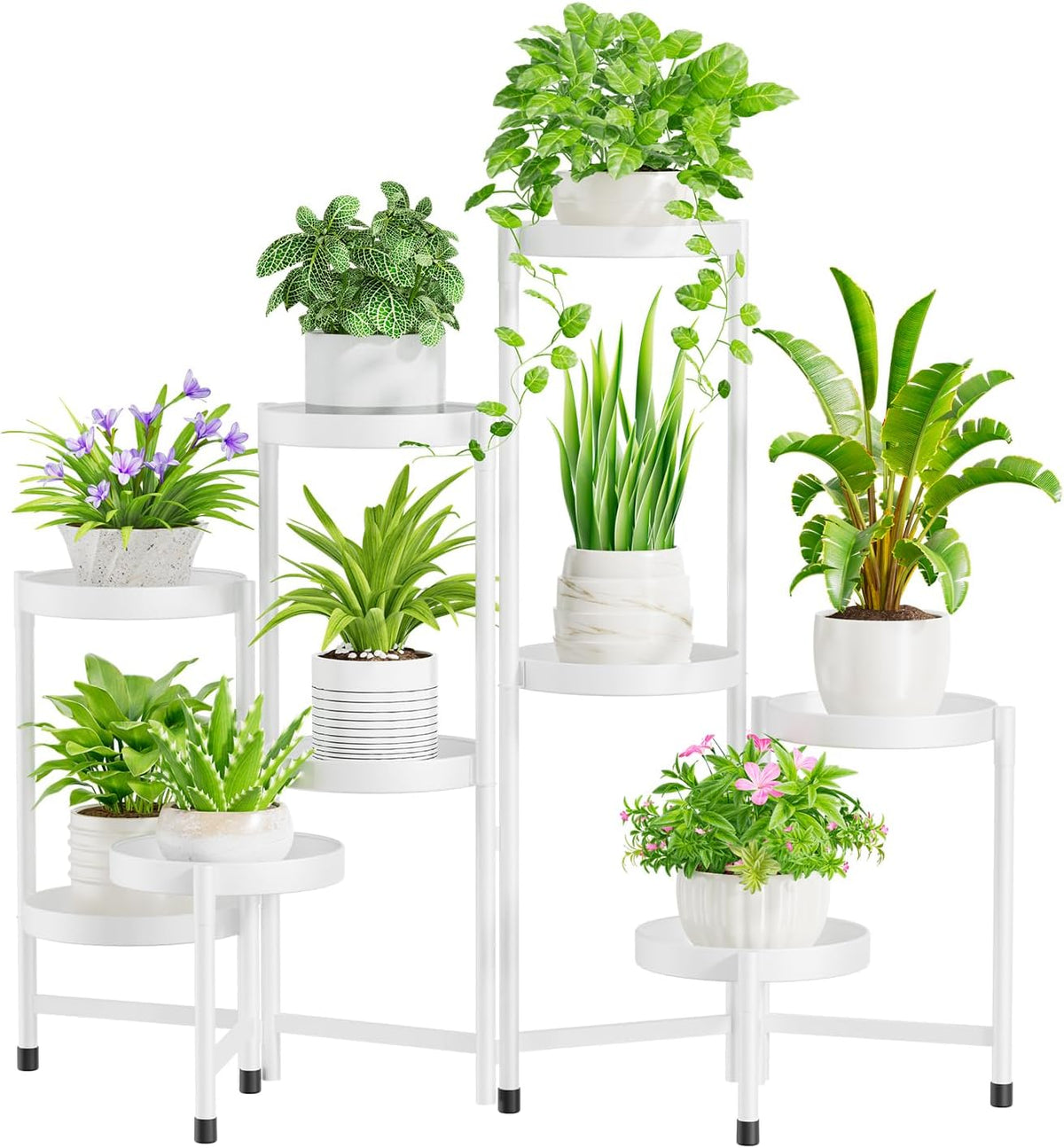 iDavosic.ly Plant Stand Indoor Outdoor, 9 Tier Corner Metal Flower Display Holder Shelf, Folding