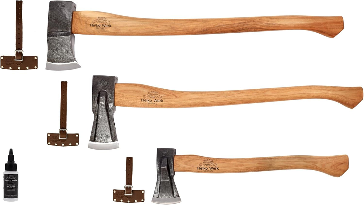 1844 Helko Werk Germany Axe Collection - 3 Traditional Splitting Axes Set - Saxon, Spaltaxt, Mini