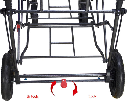 Foldable Wagon with Canopy - Collapsible Utility Cart with 2 Seats & Belts, Adjustable Handle