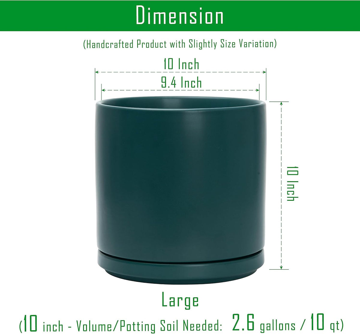 D'vine Dev Set of 2 Plants Pots, 10 Inch Ceramic Planter Pot for Plants with Drainage Hole and