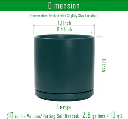 D'vine Dev Set of 2 Plants Pots, 10 Inch Ceramic Planter Pot for Plants with Drainage Hole and