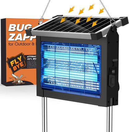 Solar Bug Zapper Outdoor, Jinyeda 4500V Rechargeable Mosquito Zapper 4000mAh Battery, Detachable