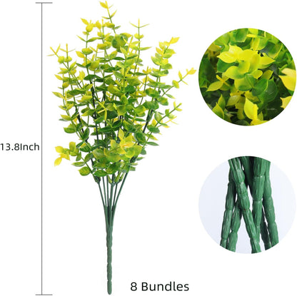 RECUTMS Artificial Boxwood Plants Outdoor Fake Spring Plants Uv Resistant Artificial Shrubs for