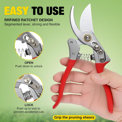 Yesker Pruning Shears Garden Shears 8.6" Professional Bypass Garden Scissors Yard Clippers with
