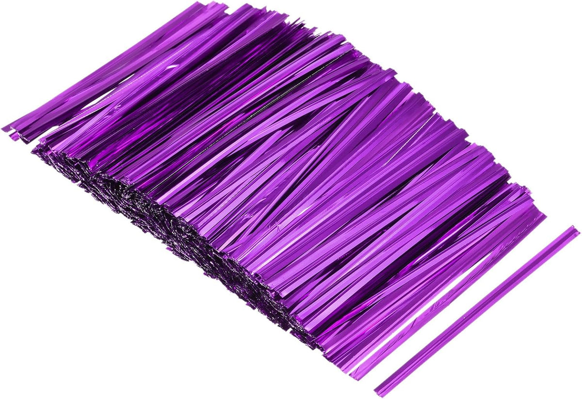 MECCANIXITY Foil Twist Ties 3" 8cm Metallic Plastic Closure Tie for Tying Bread, Candy, Cookies