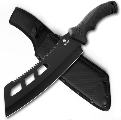 REAT Machete with Saw,16" Heavy Duty Machete with Sheath, Dual-Purpose Gardening Machete Knife for