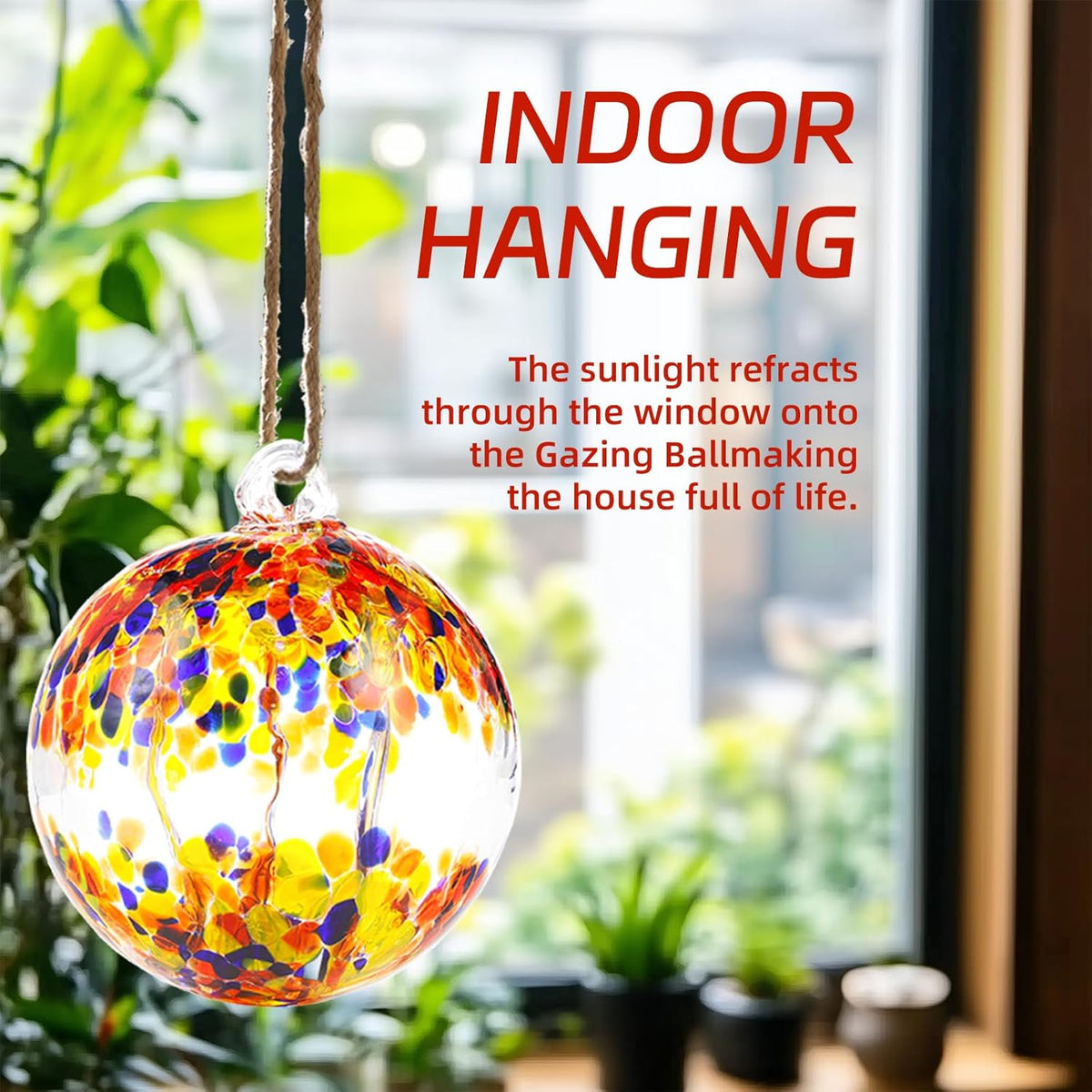 VOREEN 4" Hanging Glass Garden Gazing Ball Hand Blown Glass Witch Ball Christmas Ornament