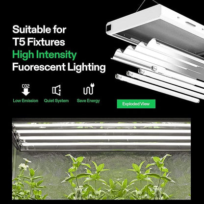VIVOSUN T5 Grow Light Bulbs 4 Ft 46 Inches, 54W 6500K HO Fluorescent Tubes Light Bulbs, Cool White