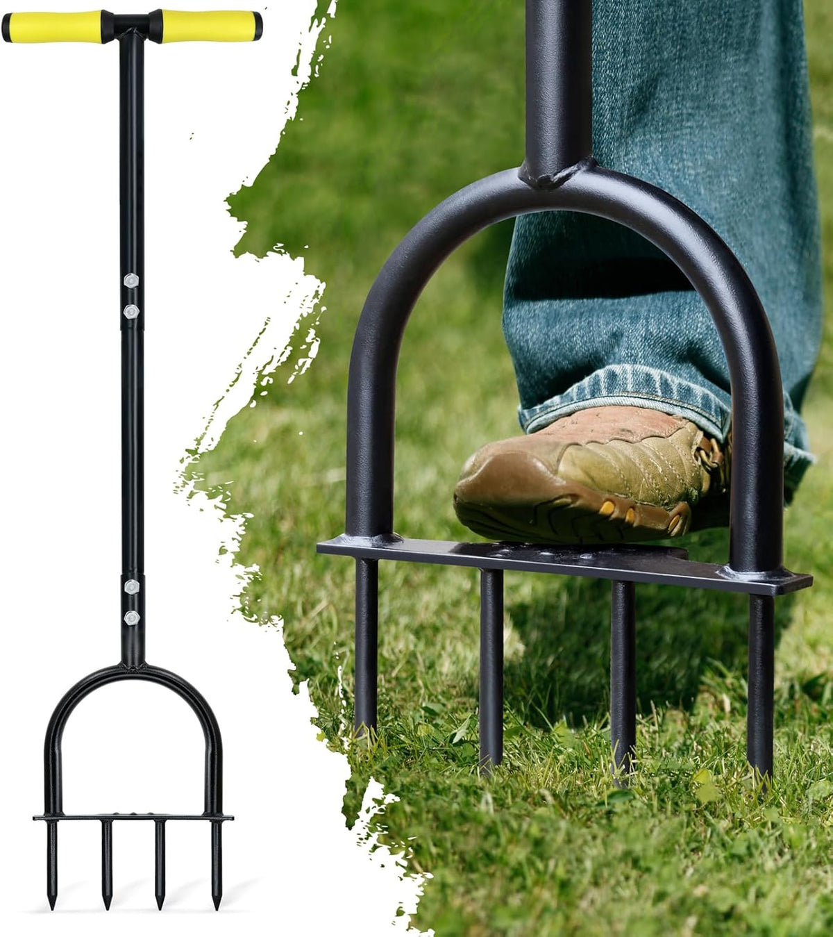 Colwelt Lawn Aerator Tool 38inch, Heavy Duty Grass Spike Aerator for Compacted Soil Aeration