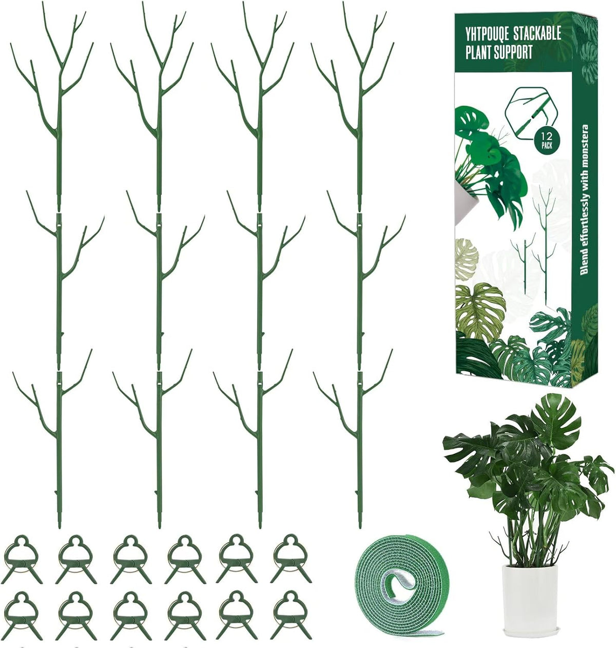 12 Pack Plant Support Stakes, Plant Stakes for Indoor and Outdoor Plants. 39.37inch Plant Sticks