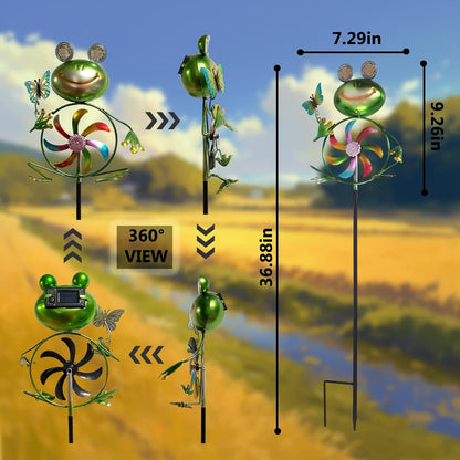 Frog Garden Decor Wind Spinners Outdoor, Garden Solar Lights Decorative Wind Sculpture Spinner