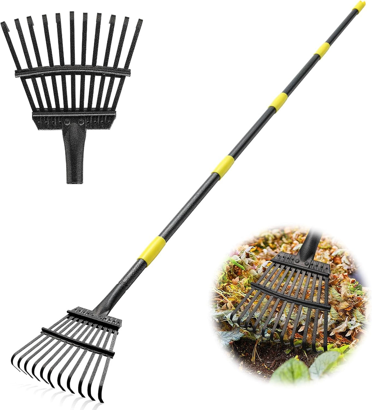 Garden Rake for Leaves - Heavy Duty Metal Leaf Rakes for Yard,Lawn,Shrub,Grass,Mulch,8.5" Small
