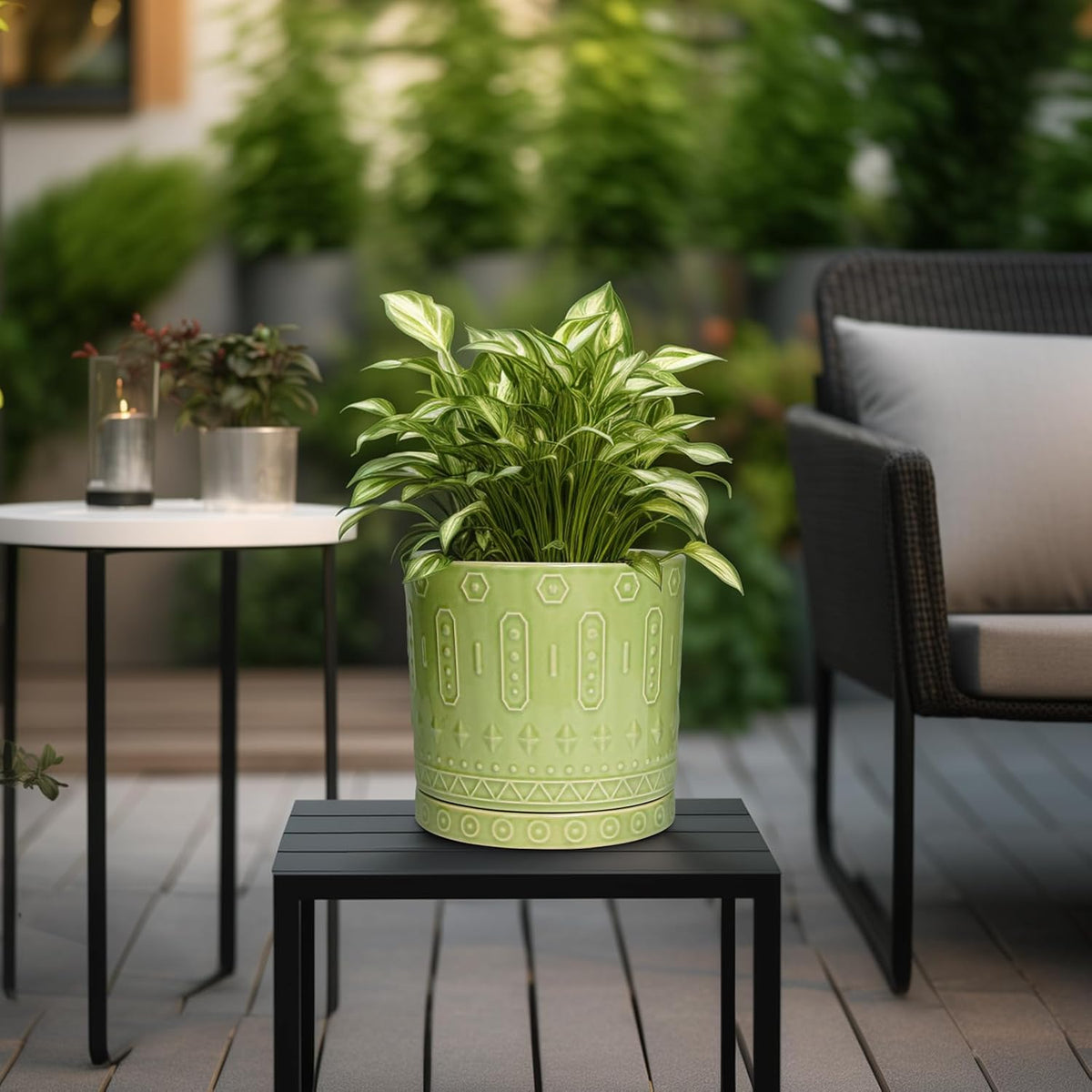 8 Inch Plant Pots - Ceramic Planter for Indoor Plants Outdoor, Round Ceramic Flower Pots with