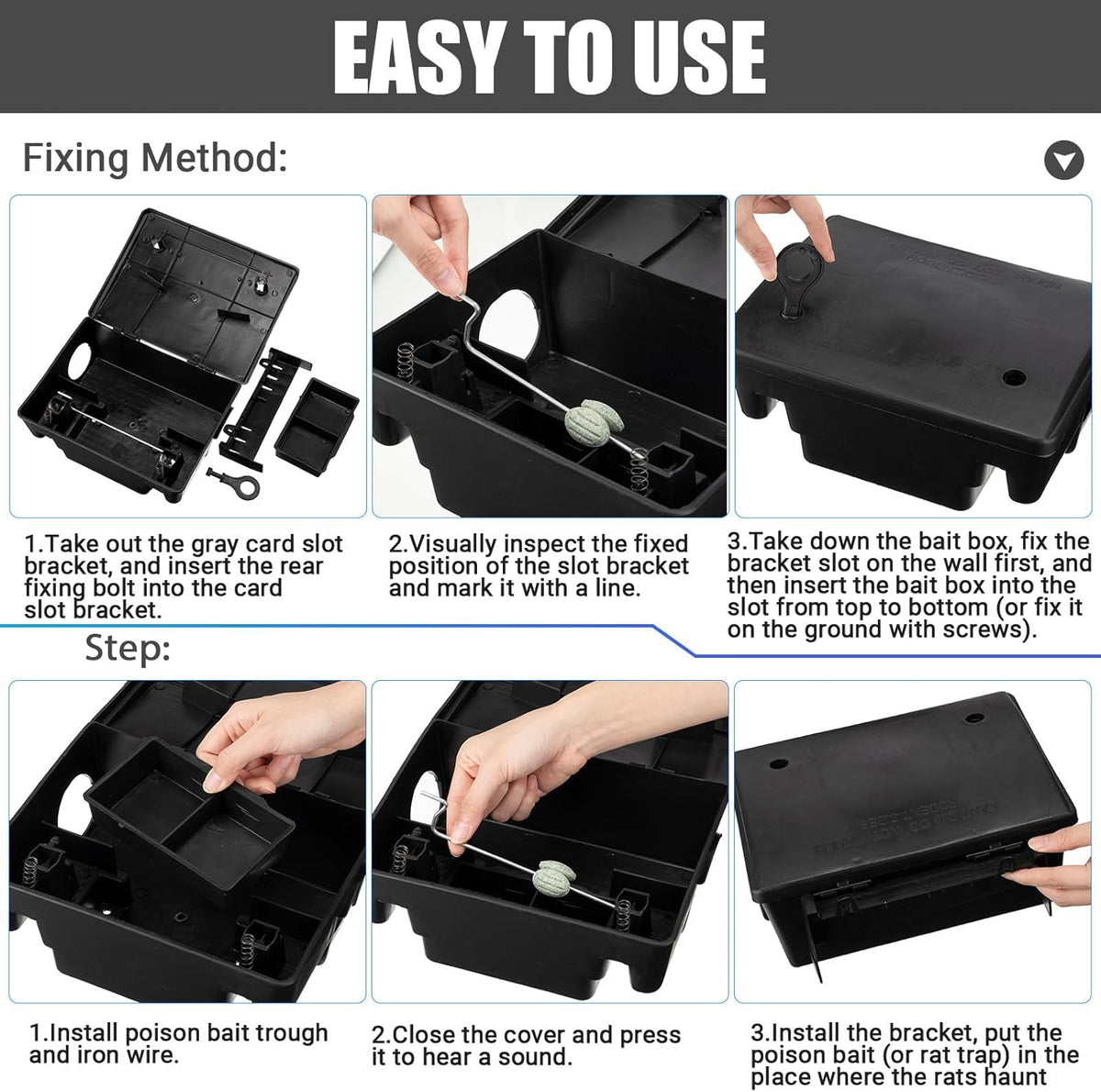 Qualirey 4 Pack Rat Bait Stations Large Rodent with Key Reusable Mouse Stations Mice Blocks Heavy