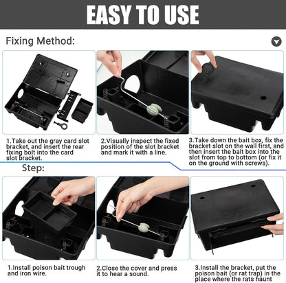 Qualirey 4 Pack Rat Bait Stations Large Rodent with Key Reusable Mouse Stations Mice Blocks Heavy