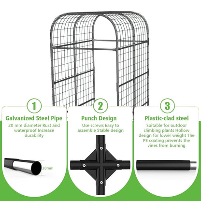 Metal Garden Arch Trellis, 7.3Ft Black for Raised Beds, Plant Support for Cucumbers & Climbing