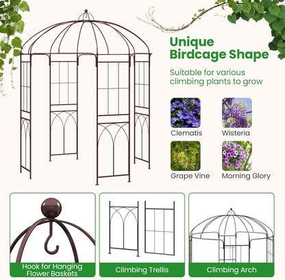 Giantex Birdcage Shape Garden Arbor, 8.4ft High x 7ft Wide, Metal Gazebo Arch Pergola Pavilion for
