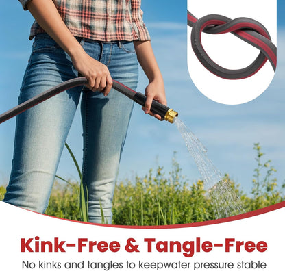 50ft Non-Expanding Garden Hose with 8-Layer Latex Core, Lightweight & Kink-Free, Flexible Heavy