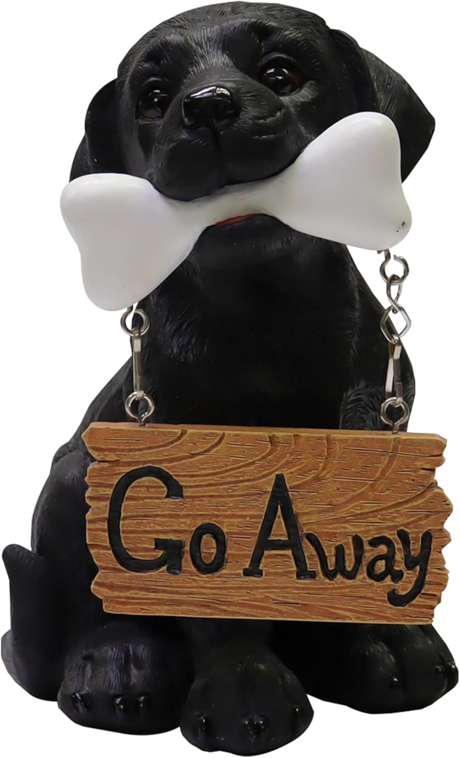 Nature's Mark Black Labrador Retriever Dog Puppy Statue with Welcome Sign Resin Garden Statue Decor
