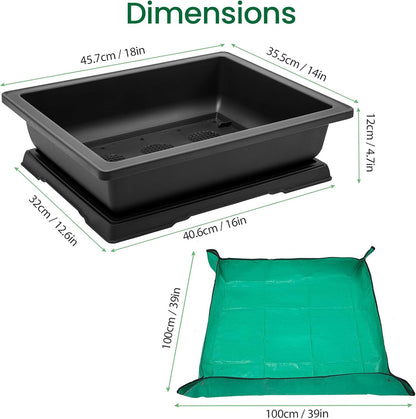 GROWNEER 3Pcs 18 Inch Bonsai Training Pots Large Bonsai Tree Starter Pot Kits with Drainage