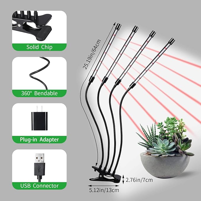Grow Lights for Indoor Plants,168 LEDs Clip Plant Lights, Full Spectrum LED Plant Growing Lamps