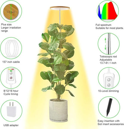 Plant Grow Light,yadoker LED Growing Light Full Spectrum for Indoor Plants, Paired with a Soil