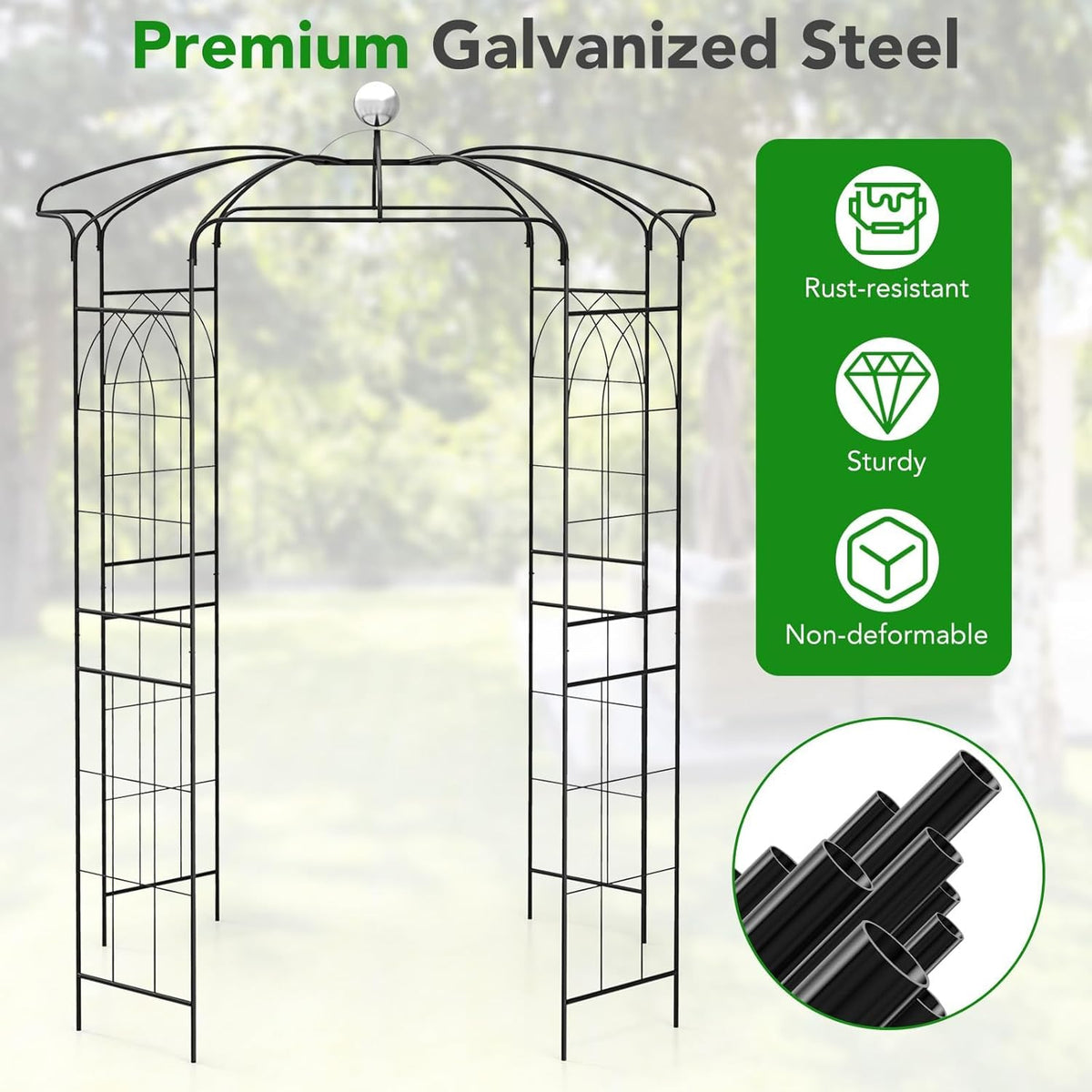 Happygrill Birdcage Shape Garden Arbor, 9.4 x 6.8FT Heavy Duty Gazebo with Hanging Hook for