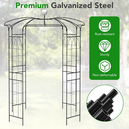 Happygrill Birdcage Shape Garden Arbor, 9.4 x 6.8FT Heavy Duty Gazebo with Hanging Hook for