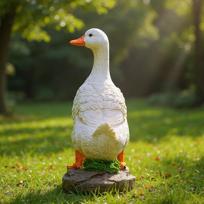 Elenon Goose Statue Garden Decorative, 11 inch High Adorable Flower Bed Outdoor Decor, Yard Patio