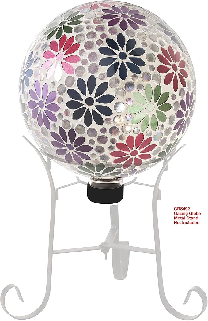 Alpine Corporation 10" Diameter Indoor/Outdoor Glass Mosaic Gazing Globe Yard Decoration, Colorful
