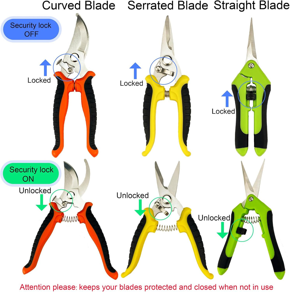 Pruning Shears, 4 Pack Garden Shears with Gardening gloves, Clippers Handheld, Stainless Steel