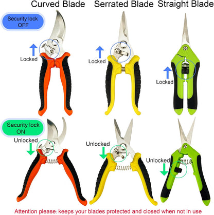Pruning Shears, 4 Pack Garden Shears with Gardening gloves, Clippers Handheld, Stainless Steel