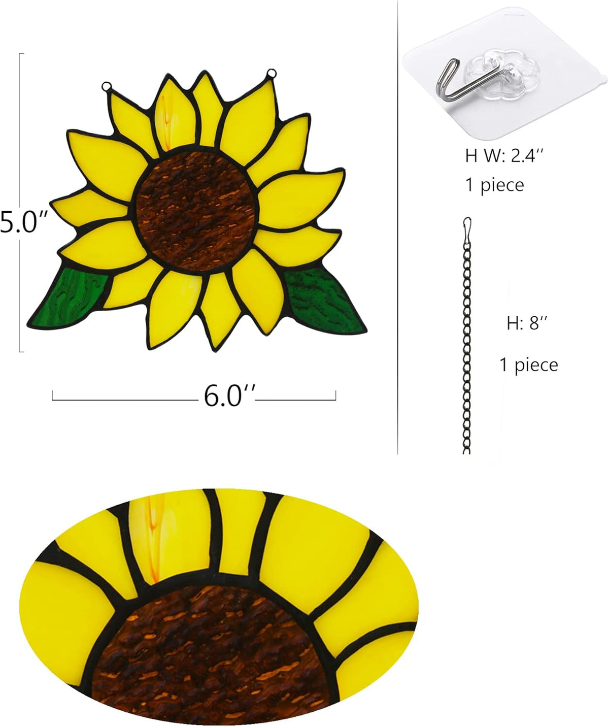 Sunflowers Gifts Stained Glass Window Hanging,Handmade Sunflower Kitchen Decor Suncatcher for