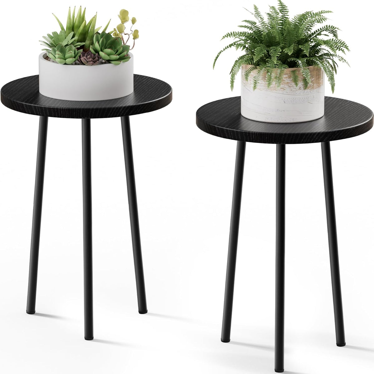 Plant Stand Indoor 2 Pack: Corner Wood 20 Inch Plant Stand Mid Century Modern Decor - Small Round