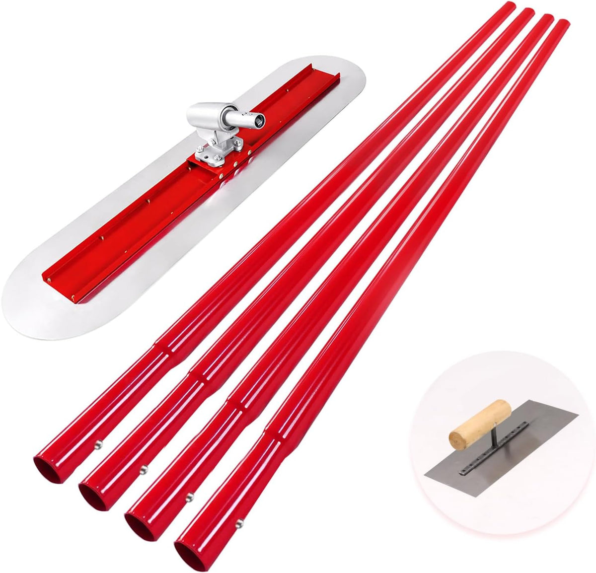 Bull Float Concrete Bull Float Tool Kit 48"x12" Fresno Round End Stainless Steel Board Kit Tool