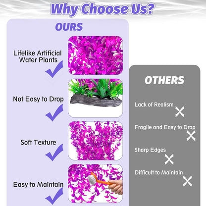 Hamiledyi Aquarium Plastic Plants Aquarium Decor Artificial Fish Tank Plants,Tall Fish Tank