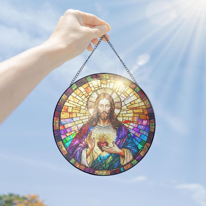 FLAGWIX Christmas Christian Gifts for Women Faith - Stained Glass Window Hanging 10 in - Birthday