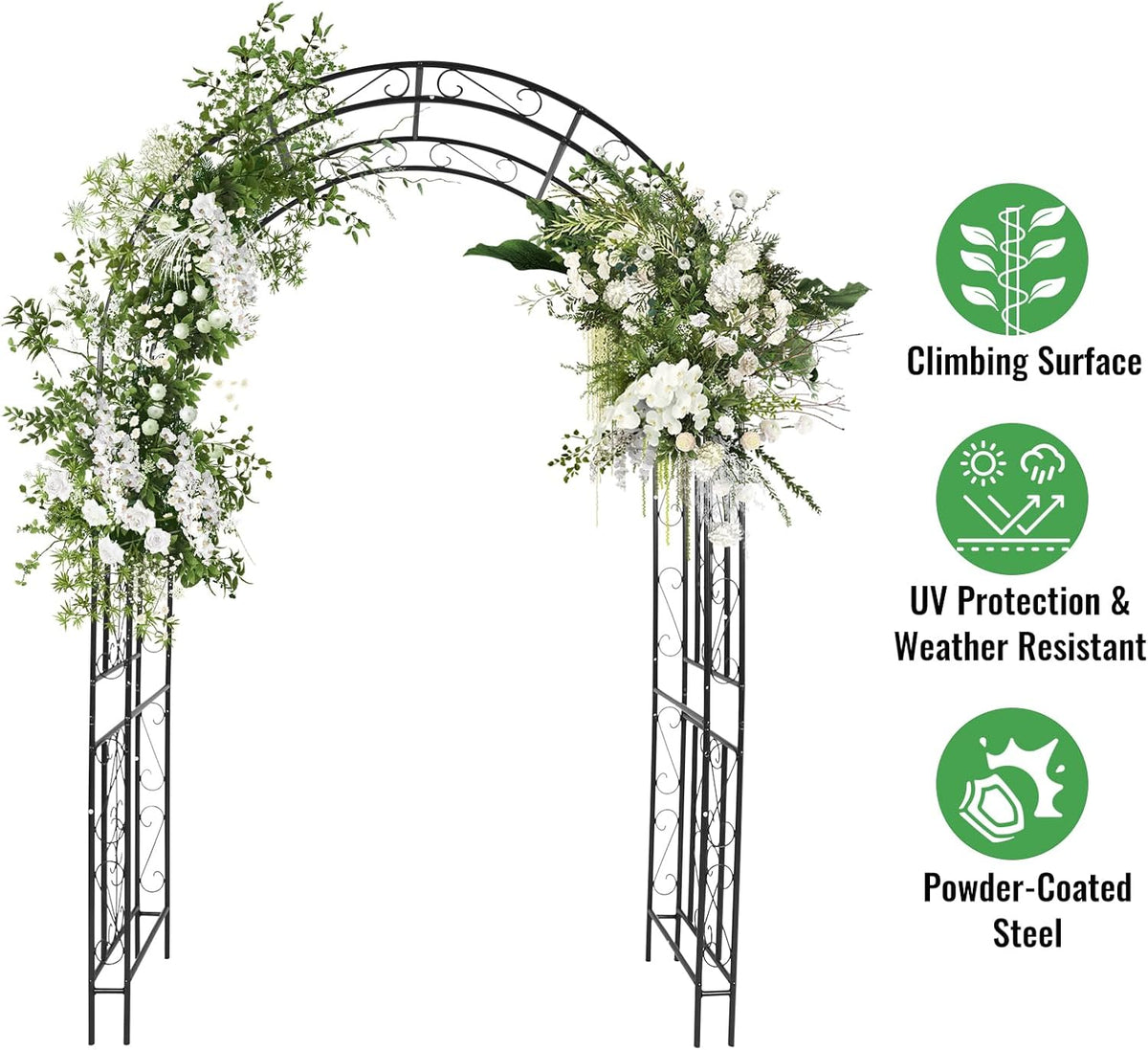 Metal Garden Arch 7.0ft High X 4.5ft Wide Garden Arbor for for Climbing Plants Roses Vines, Wide