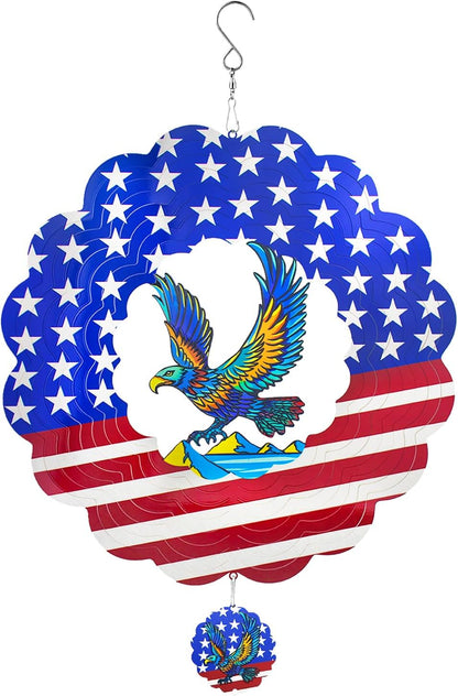 Wind Spinners,12 inch American Eagle with 360° Swivel Hook for Yard and Garden, Bird Wind Catcher