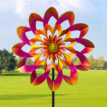 45" Gerbera Wind Spinners for Yard and Garden, Golden Balls Kinetic Wind Spinner Outdoor Decor