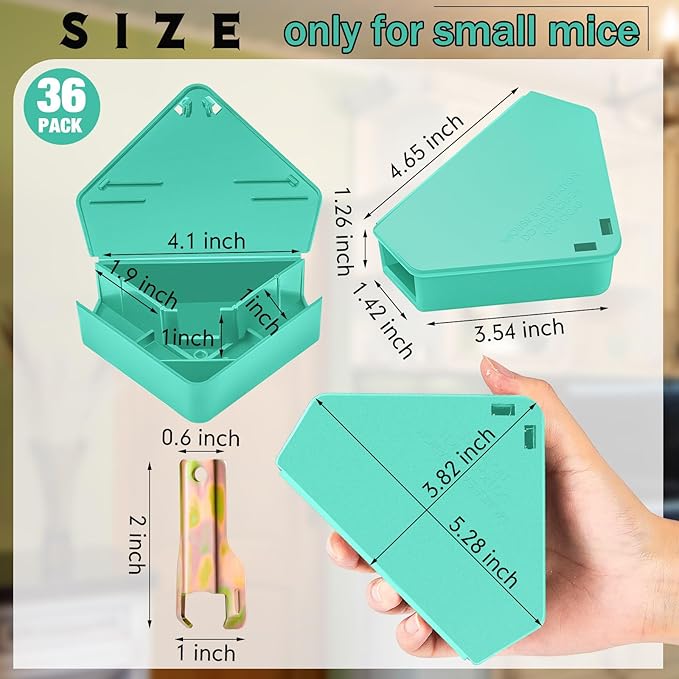 Qualirey 36 Pcs Mice Station with Key Triangle Bait Station Reusable Rodent Trap Bait Box, Keeps