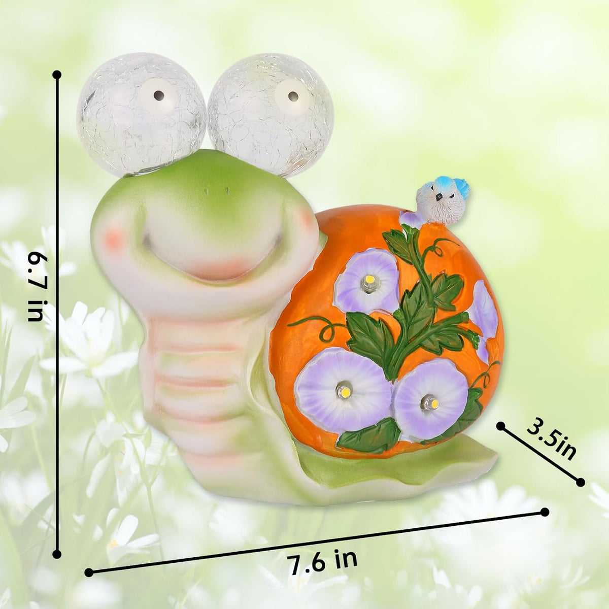 ASTRAEUS Solar Snail Statue Garden Light Figurine Outdoor Decor with 5 LED Lights Lawn Decor Statue