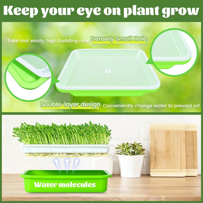 Legigo 16 Pack Green Seed Sprouter Trays- Soil-Free Cultivation Germination Tray, BPA Free Nursery