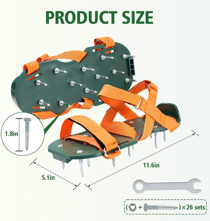 Lawn Aerator Shoes for Grass, Lawn Aeration Shoes with Adjustable Hook Loop Straps and Heavy Duty