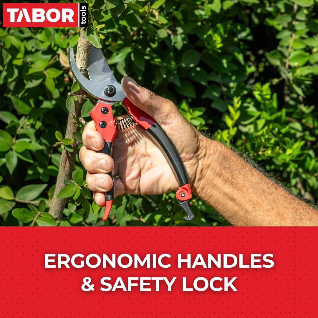 TABOR TOOLS S821A Bypass Pruning Shears, Makes Clean Cuts, Great for S-M Size Hands. Professional